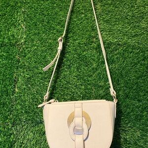Chic Cream Crossbody Bag with Gold Accent
